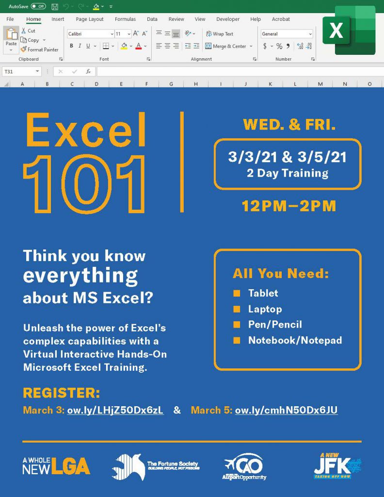 Excel 101 Training March 5